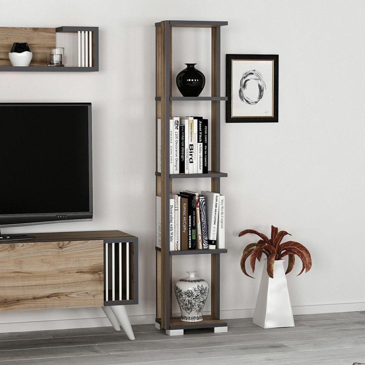 Biblioteca Neg - Walnut, Nuc, 34x153x26 cm