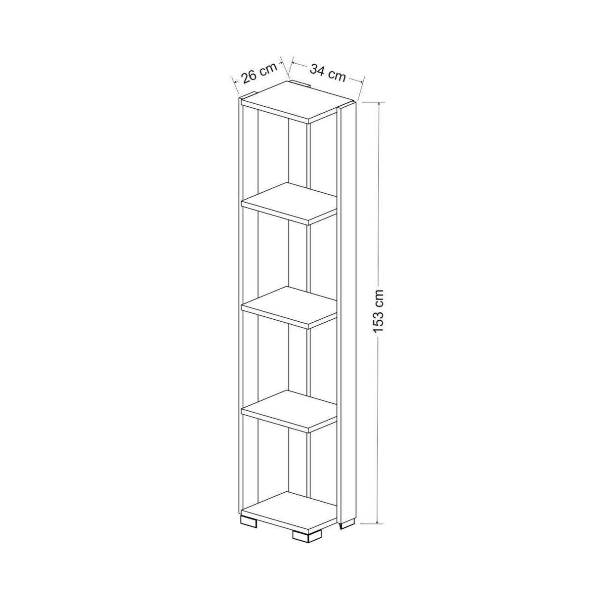 Biblioteca Neg - Walnut, Nuc, 34x153x26 cm