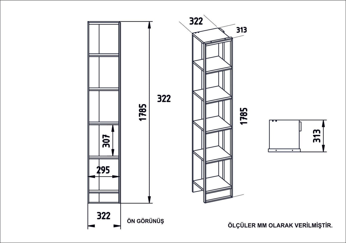 Biblioteca Polka Bookshelf, Auriu, 31x179x32 cm