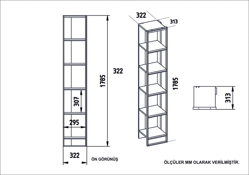 Biblioteca Polka Bookshelf, Auriu, 31x179x32 cm