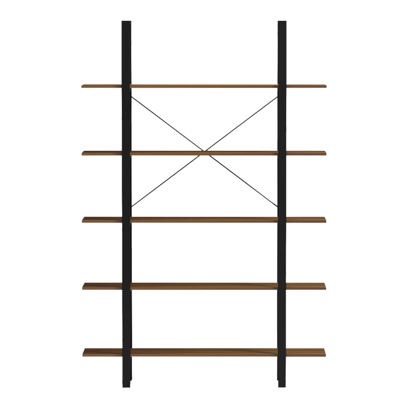 Bibliotecă-Raft cu design modern Varous, Industrial, Metal și Lemn, Nuc, 120x28x180 cm