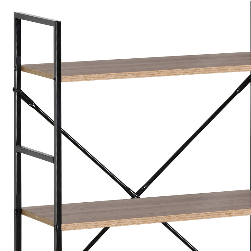 Biblioteca-raft Manlo Natural-otel, negru, 59x24x80 cm