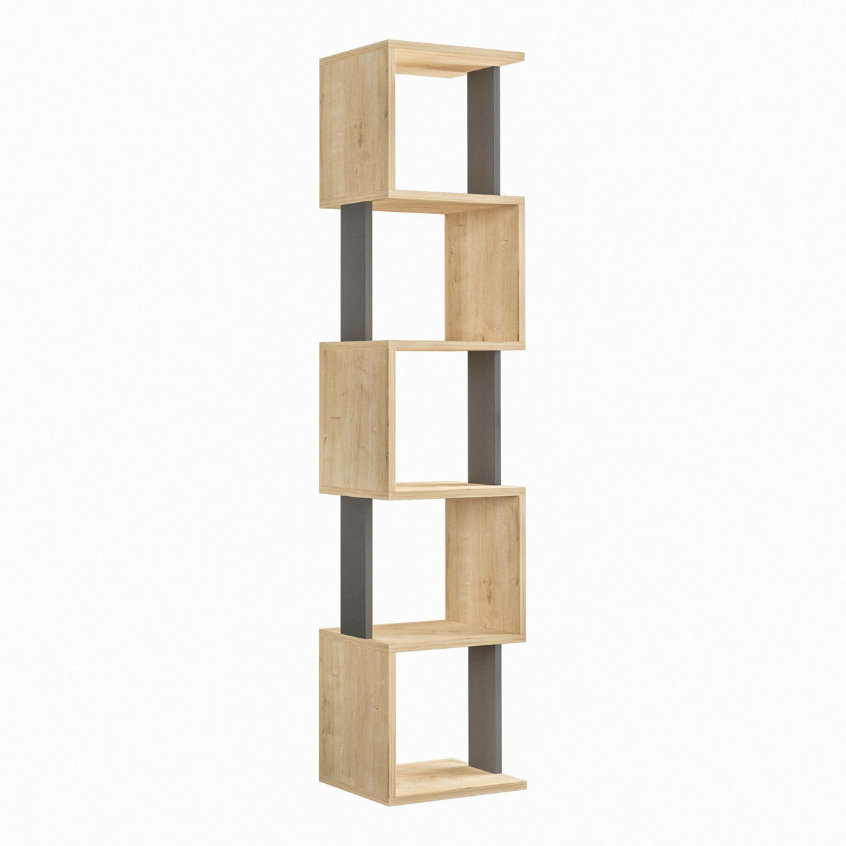Biblioteca Slim Bran cu 5 rafturi, Bej, 35x161x30 cm