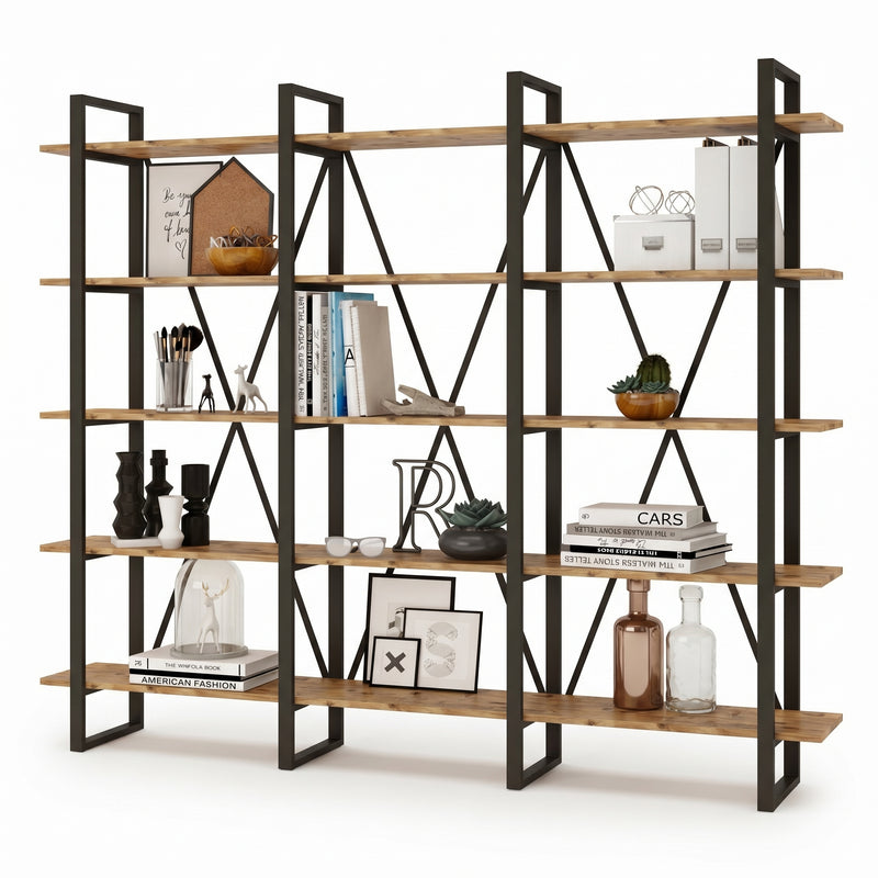 Biblioteca Sous cadru Metal, Crem, 220 x 180 x 34 cm