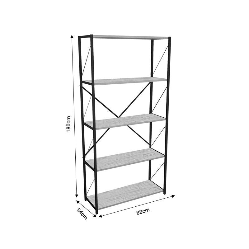 Biblioteca Tikilmo, Stejar - Antracit, 88x34x180 cm - Antracit