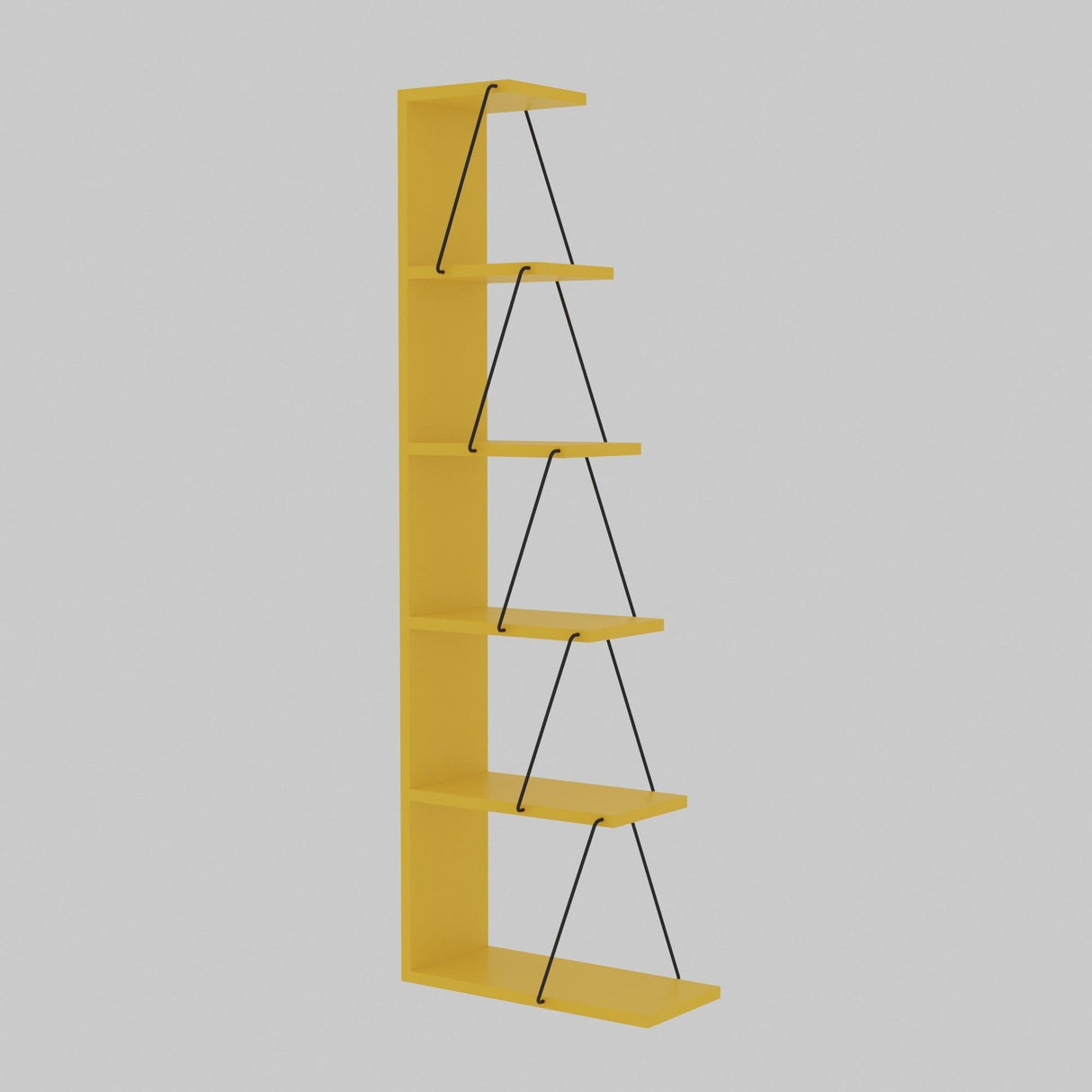 Biblioteca Tlos cu 6 rafturi, diverse culori, 50x150x22 cm - Galben