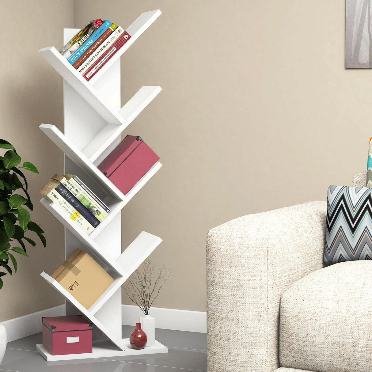 Biblioteca Zermat, 46x129x22 cm - Alb