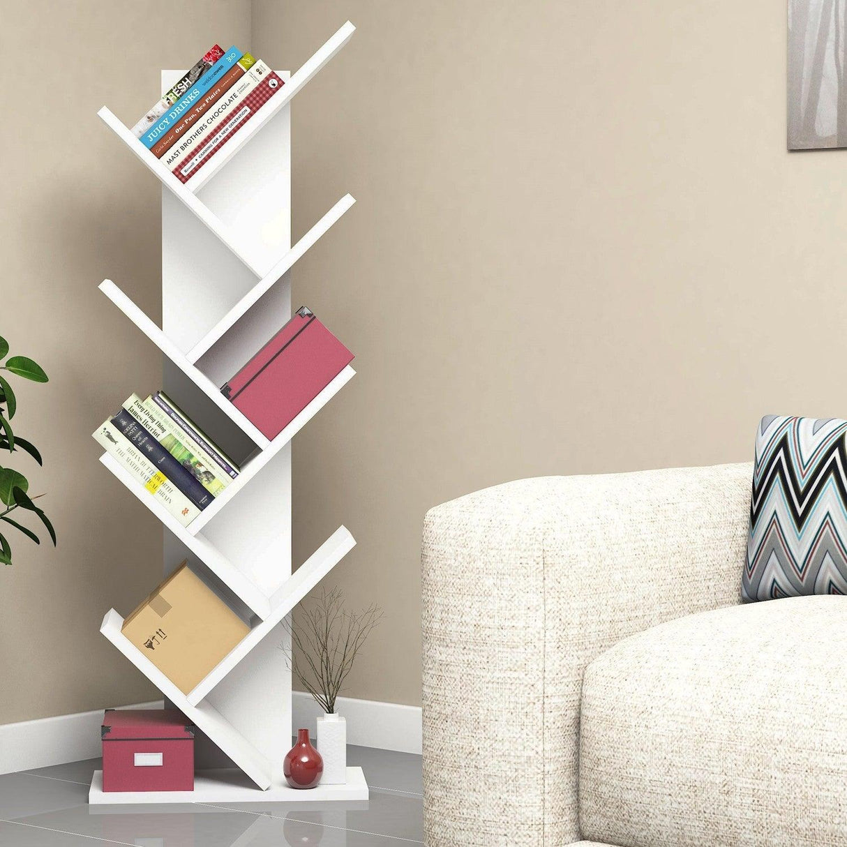 Biblioteca Zermat, 46x129x22 cm - Alb