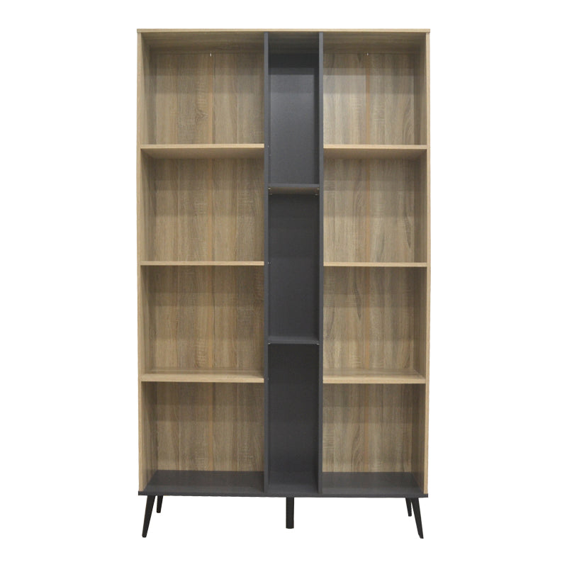 Biblioteca Zezan, lemn și metal, Stejar, 114x30x200 cm