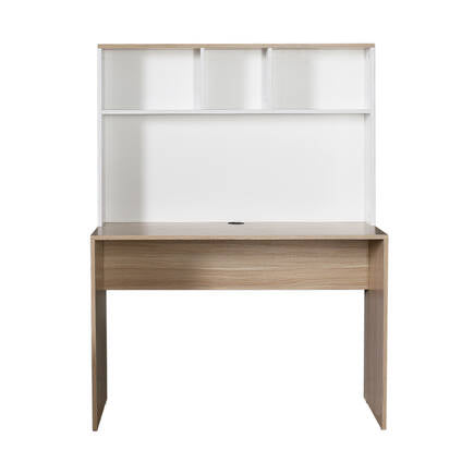 Birou Adore Base cu biblioteca, Alb - Stejar, 110x149x52 cm