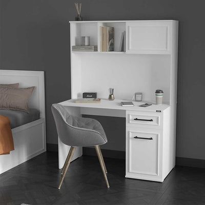 Birou Adore Country cu biblioteca, Alb Mat, 120x167x60 cm, perspectiva suplimentara