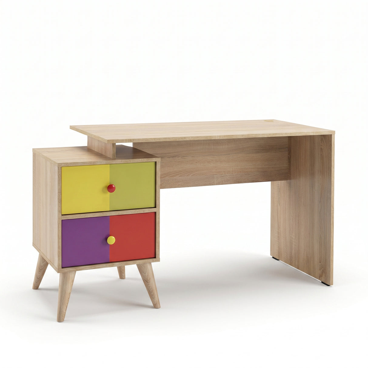 Birou Adore Rainbow, cu 2 sertare, Sonoma, 128x75x57 cm