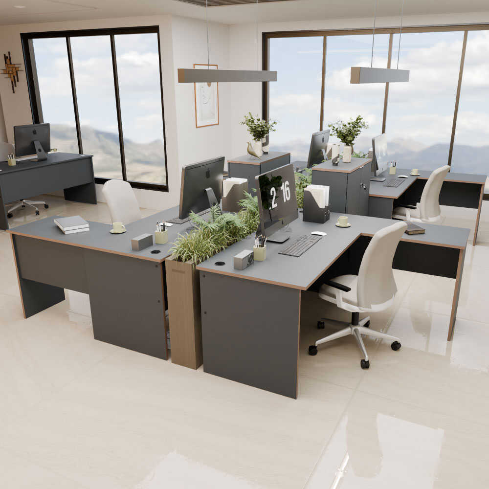 Birou Adore L Rio Office, Interschimbabil, Masa de colt, 160x75x144 cm - Antracit