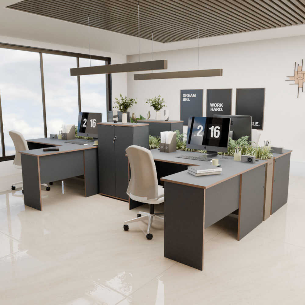 Birou Adore L Rio Office, Interschimbabil, Masa de colt, 160x75x144 cm - Antracit