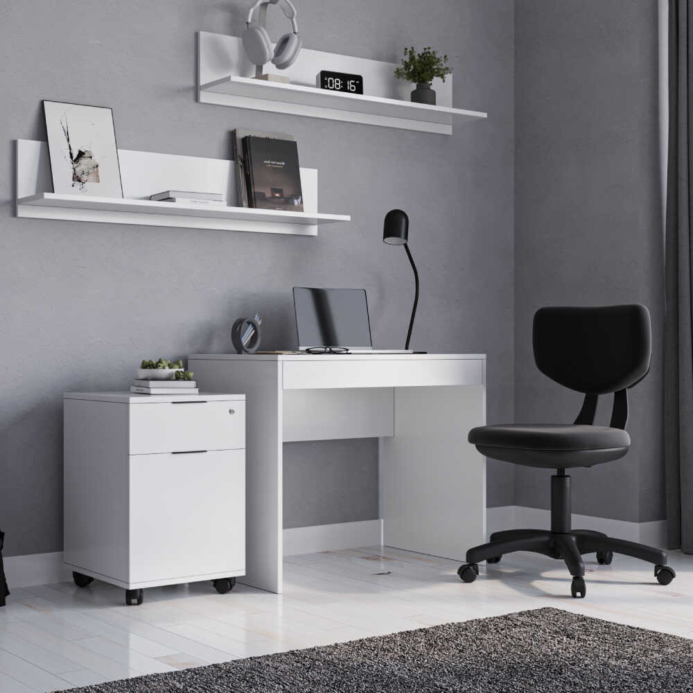 Birou Adore Study, cu sertar, 90x75x55 cm - Alb