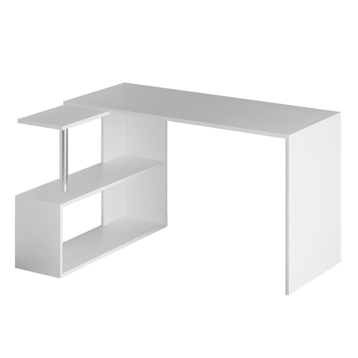 Birou Colt Estelle cu rafturi, Alb, 130 x 74 x 94 cm