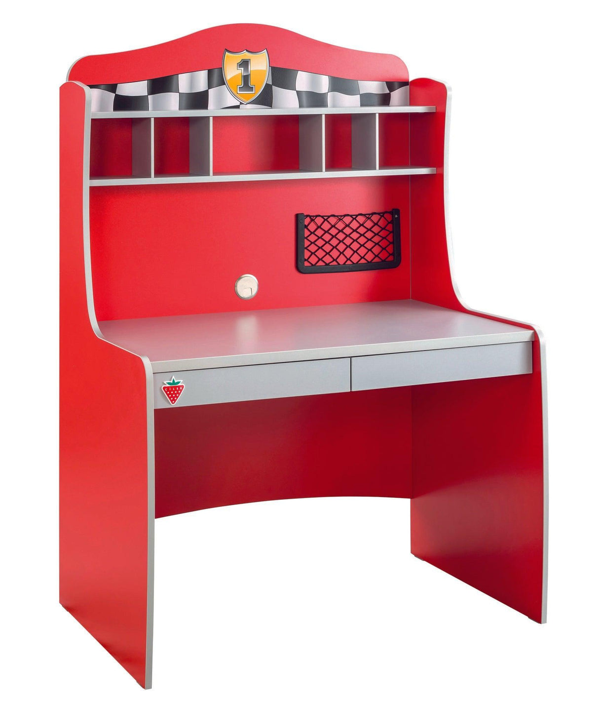 Birou Copii Race cu rafturi, Rosu, 103 x 151 x 68 cm