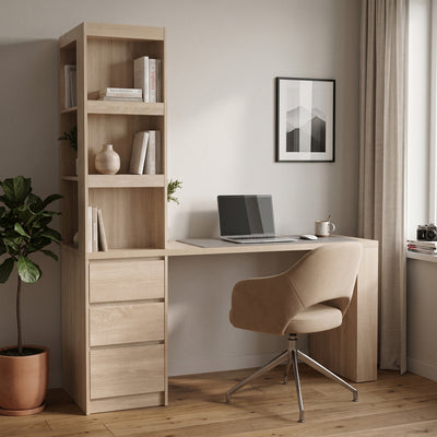 Birou cu biblioteca Cliner, Sonoma, 140x50x180 cm