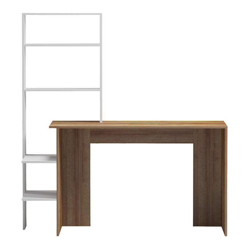 Birou Bivoro cu raft, 140x55x150 cm - Stejar-Alb