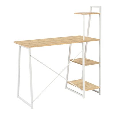 Birou cu rafturi Deckstor, Stejar, albe, 102x50x117 cm, detaliu produs