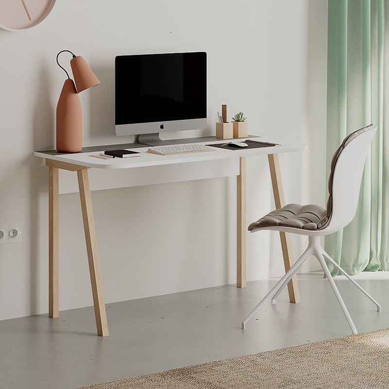 Birou Malia, 120x60x75 cm - Alb-Natural-Gri
