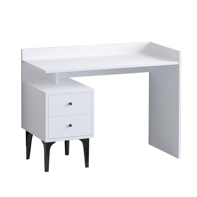 Birou Dow cu 2 sertare, Alb, 100 x 80 x 45 cm