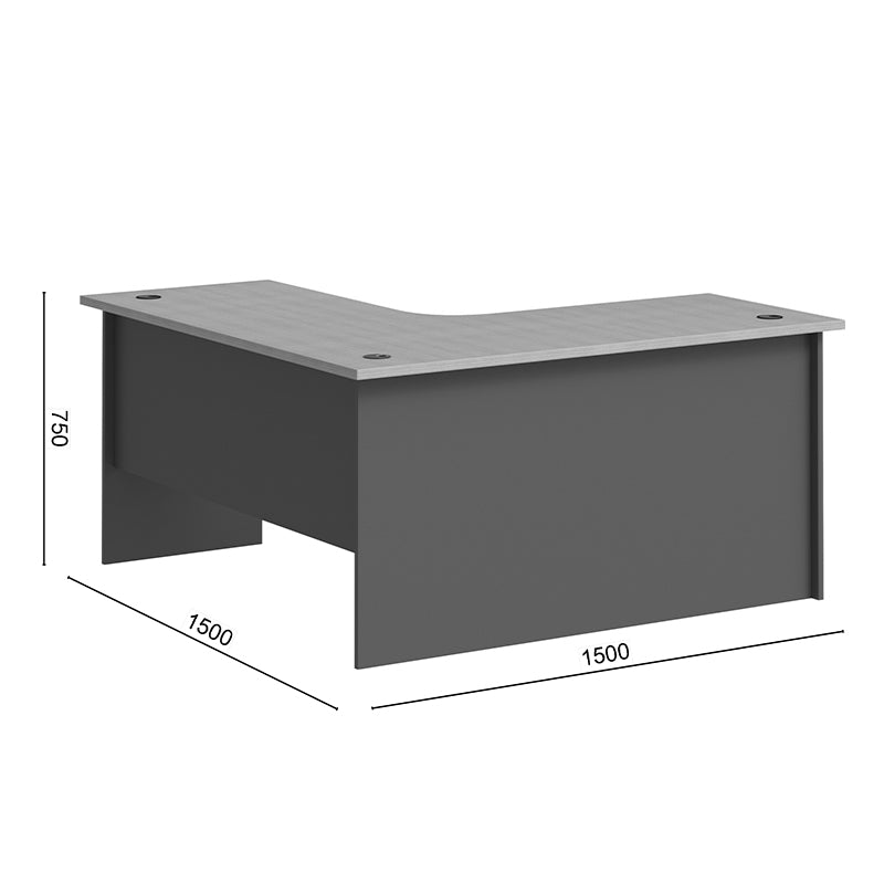Birou Fesialo, 150x150x75 cm - Natural-Antracit