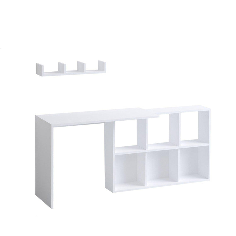 Birou Jack cu rafturi, Alb, 145 x 74 x 45 cm