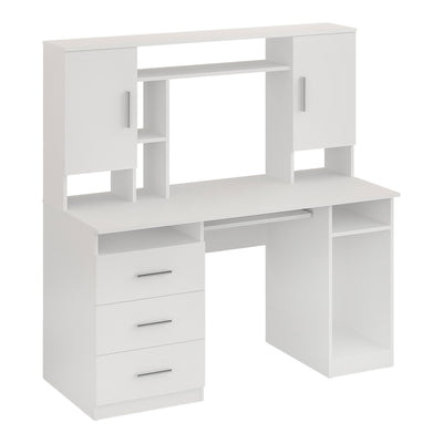 Birou Keldra cu sertare si dulapuri culor alb 140x60x142 cm