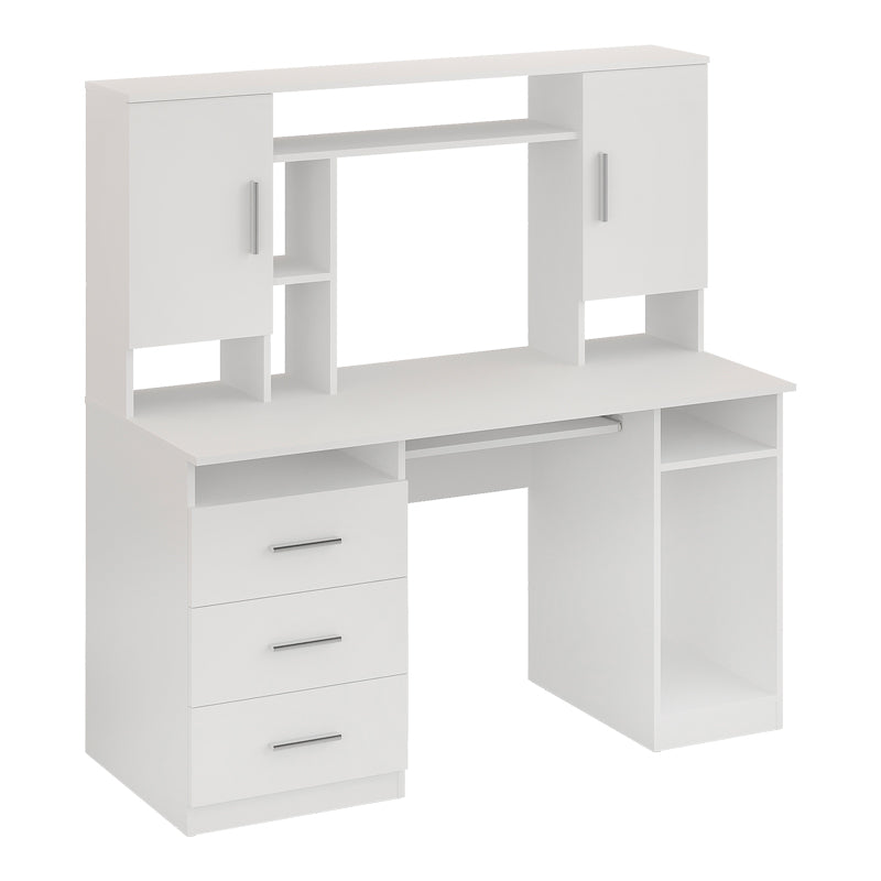 Birou Keldra cu sertare si dulapuri culor alb 140x60x142 cm