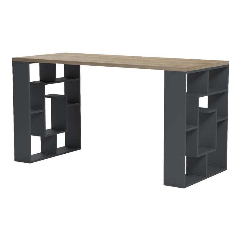 Birou Lovet cu raft, 140x60x75 cm - Sonoma-Antracit