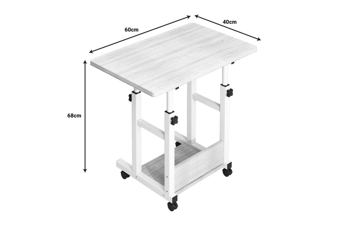 Birou mobil Stolu mdf-metal, Alb, 60x40x68 cm