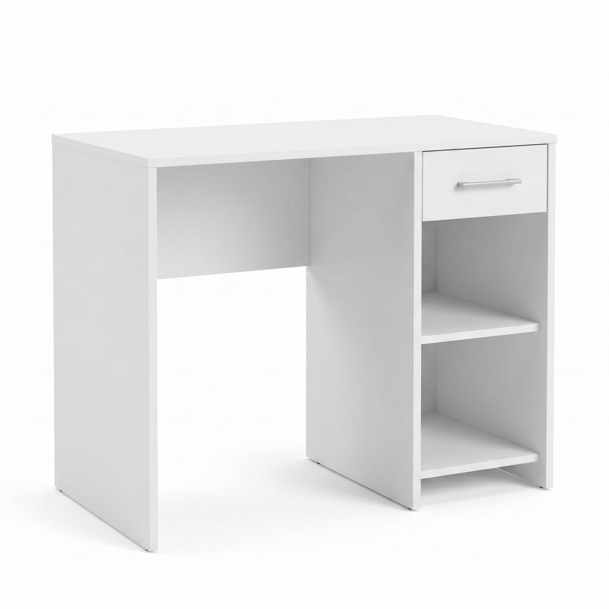 Birou Modern Adore Concept cu Sertar și 2 Rafturi, Alb - Maro - Stejar - Antracit, 90x52x75 cm - Alb