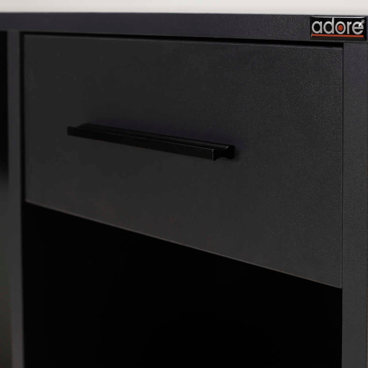 Birou Modern Adore Concept cu Sertar și 2 Rafturi, Alb - Maro - Stejar - Antracit, 90x52x75 cm - Antracit