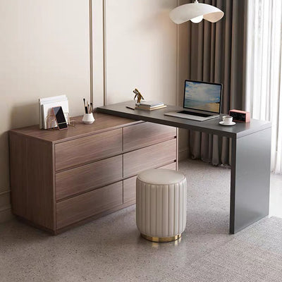Birou Multicolorfunctional cu sertar integrat, Reaze, deschis nuc-antracit, 120x50x74 cm, detaliu produs
