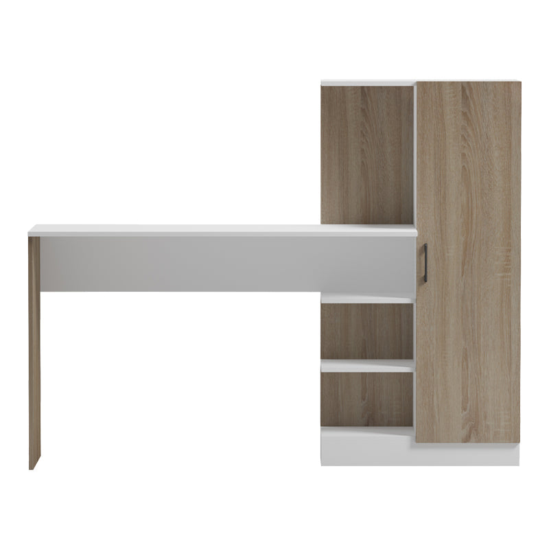 Birou Ofisio cu bibliotecă și dulap, Sonoma-Antracit, 152x40x120 cm - Sonoma-Alb