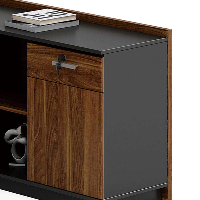 Birou pe colt dreapta Oscar, nuc - antracit, 200x180x76 cm