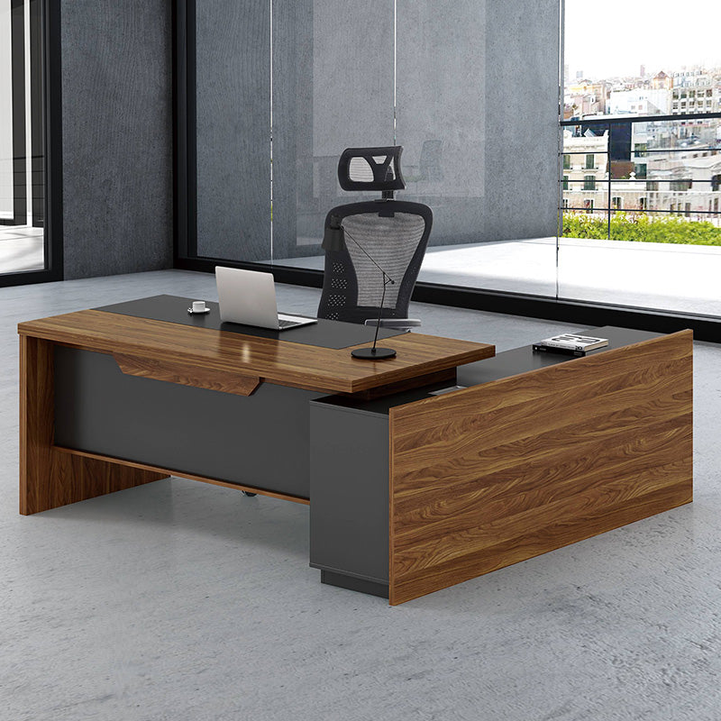 Birou pe colt stanga Oscar, nuc - antracit, 200x180x76 cm