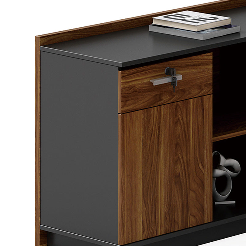 Birou pe colt stanga Oscar, nuc - antracit, 200x180x76 cm