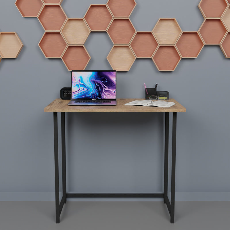 Birou pliabil Thox stejar-metal, negru, 80x50x72 cm