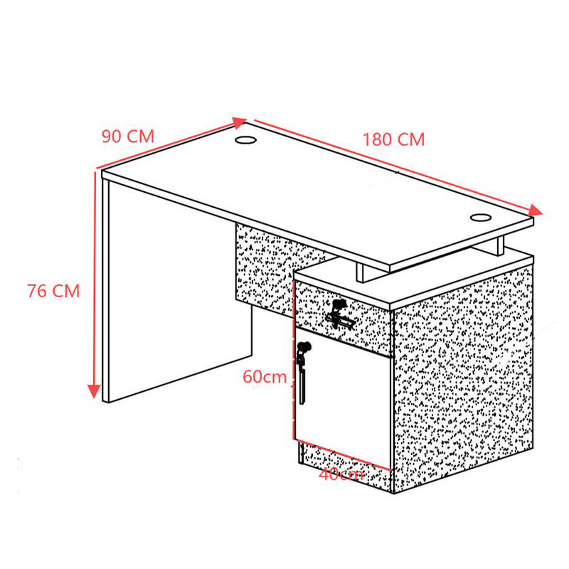 Birou profesional cu spatiu de munca Oscar, Nuanta nuc-gri închis, lemn, 180x90x76 cm