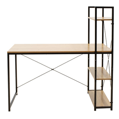 Birou Ramon cu biblioteca reversibile, Stejar - Negru, 122x64x120 cm, perspectiva suplimentara