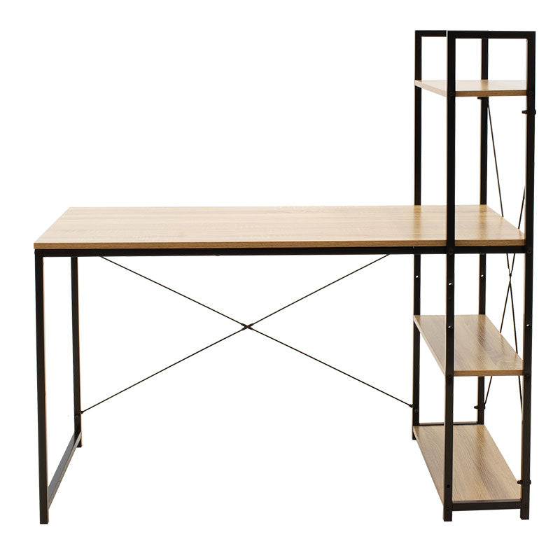 Birou Ramon cu biblioteca reversibile, Stejar - Negru, 122x64x120 cm, perspectiva suplimentara