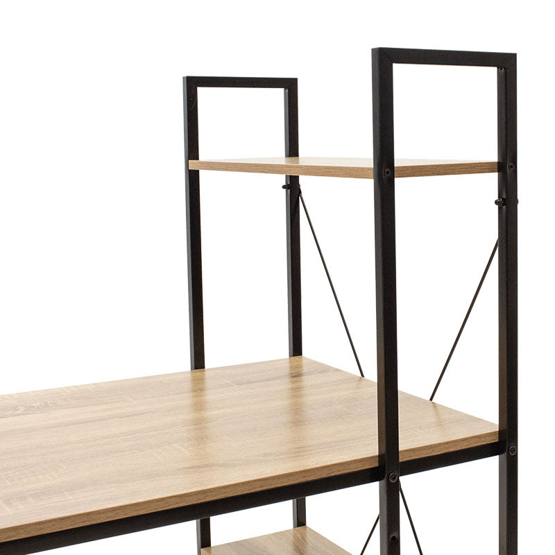 Birou Ramon cu biblioteca reversibile, Stejar - Negru, 122x64x120 cm, foto produs