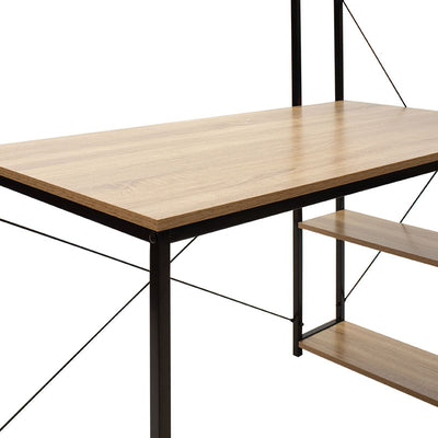 Birou Ramon cu biblioteca reversibile, Stejar - Negru, 122x64x120 cm, foto produs 6