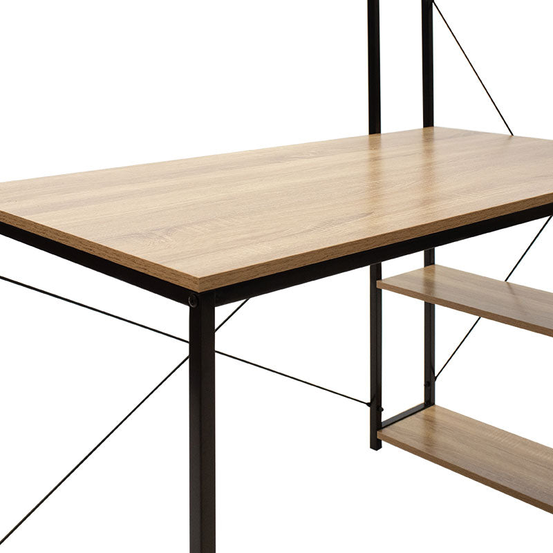 Birou Ramon cu biblioteca reversibile, Stejar - Negru, 122x64x120 cm, foto produs 6