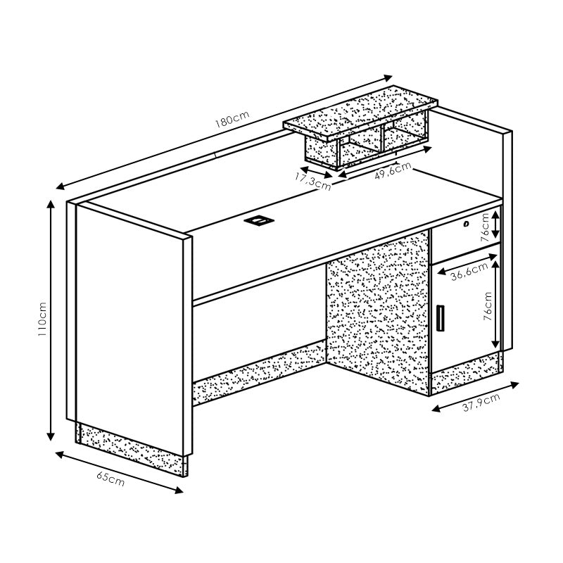 Birou receptie Oscar, Nuc - Antracit, 180x76x65 cm