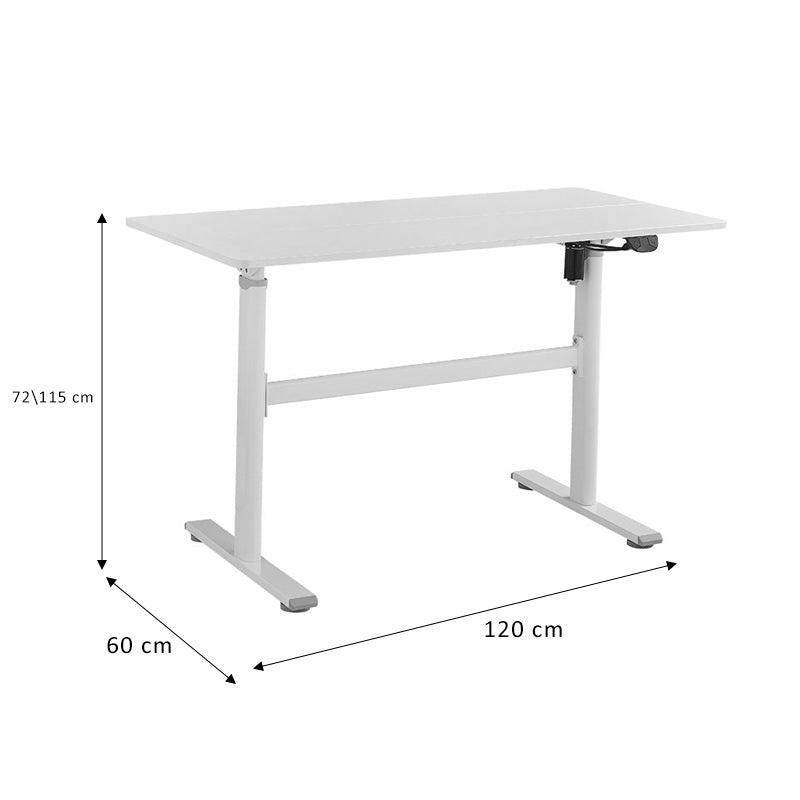Birou reglabil pe inaltime Karla, Sonoma - Alb, 120x60x72/115 cm - Alb