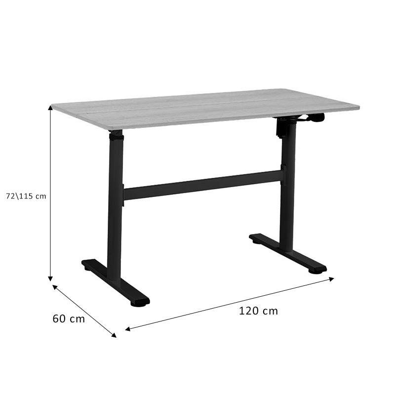 Birou reglabil pe inaltime Karla, Sonoma - Alb, 120x60x72/115 cm - Sonoma