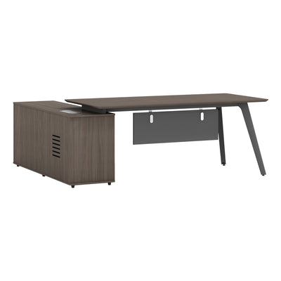 Birou reversibil profesional Denith, Gri nuc, 200x160x75 cm, detaliu produs